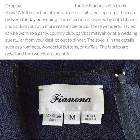 Fianona Santana Knit Peplum Cold Shoulder Beaded Sweater Dress Navy Blue Size M - Picture 6 of 7